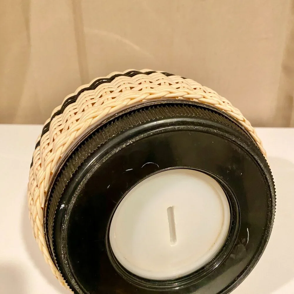 Vintage AB Termoverken Rattan Thermos Pitcher Sweden Cream & Black‎ MCM